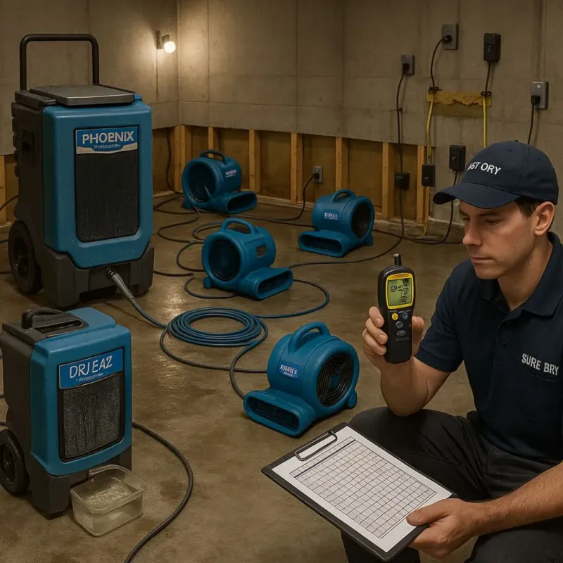 Structural Drying and Dehumidification process in North Myrtle Beach, SC